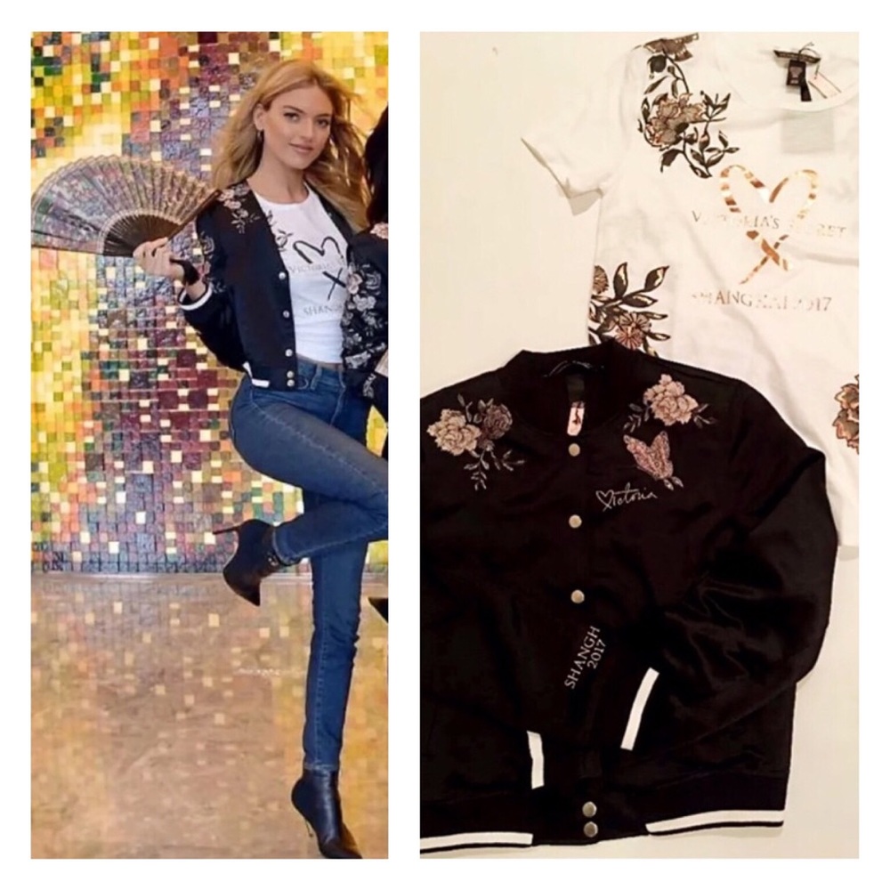 Victoria’s fashion show floral bomber jacket &Tee